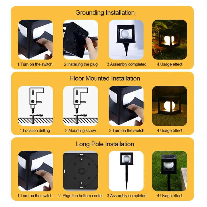 BowLift | Solar Garden Lantern LUMOVIA DuoLight | 2 Light Colors | IP65 Waterproof | For Ground, Terrace & Stake Mounting | 11.8 x 11.8 x 11.5 cm