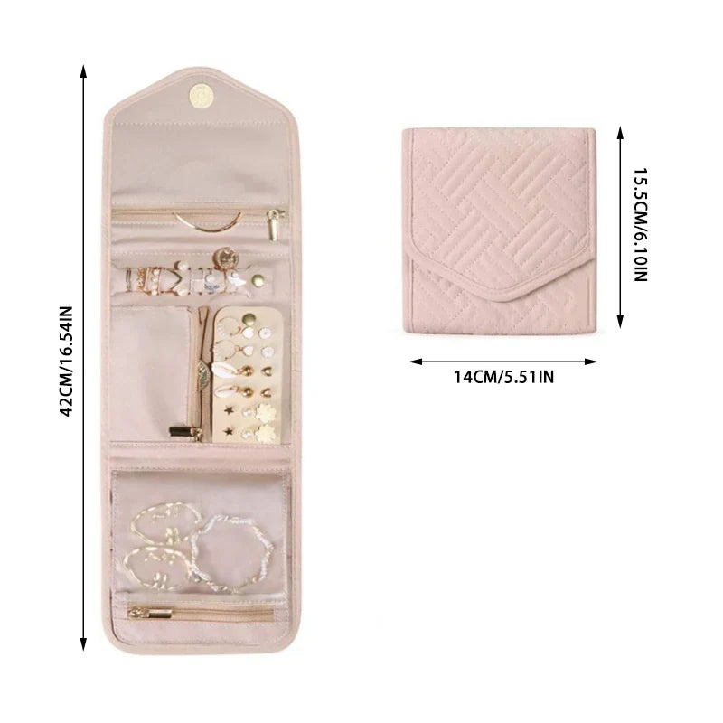 BowLift | Jewelry bag Velmora Roll | Foldable & Space-saving | For Travel & Home | Velvet look in 3 colors