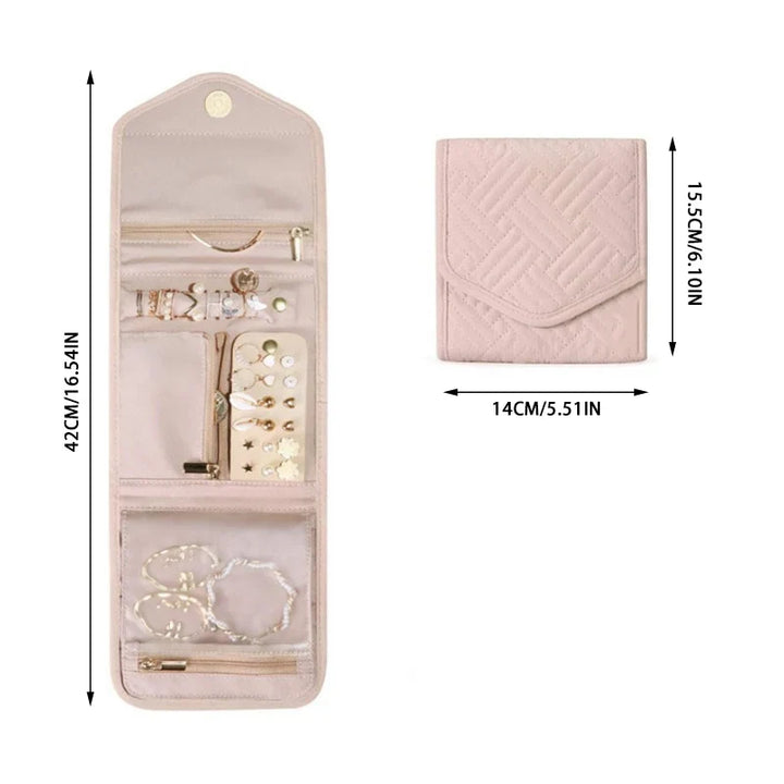 BowLift | Jewelry bag Velmora Roll | Foldable & Space-saving | For Travel & Home | Velvet look in 3 colors