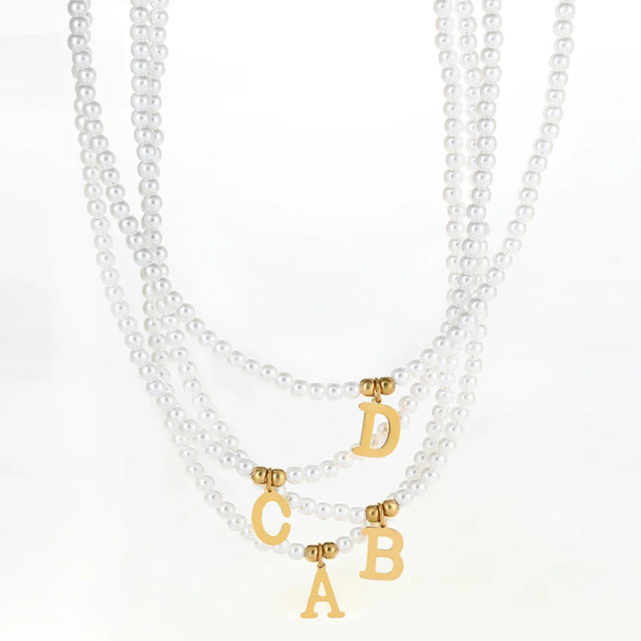 BowLift | Elegant Gold Accented Pearl Letter Initial Necklace