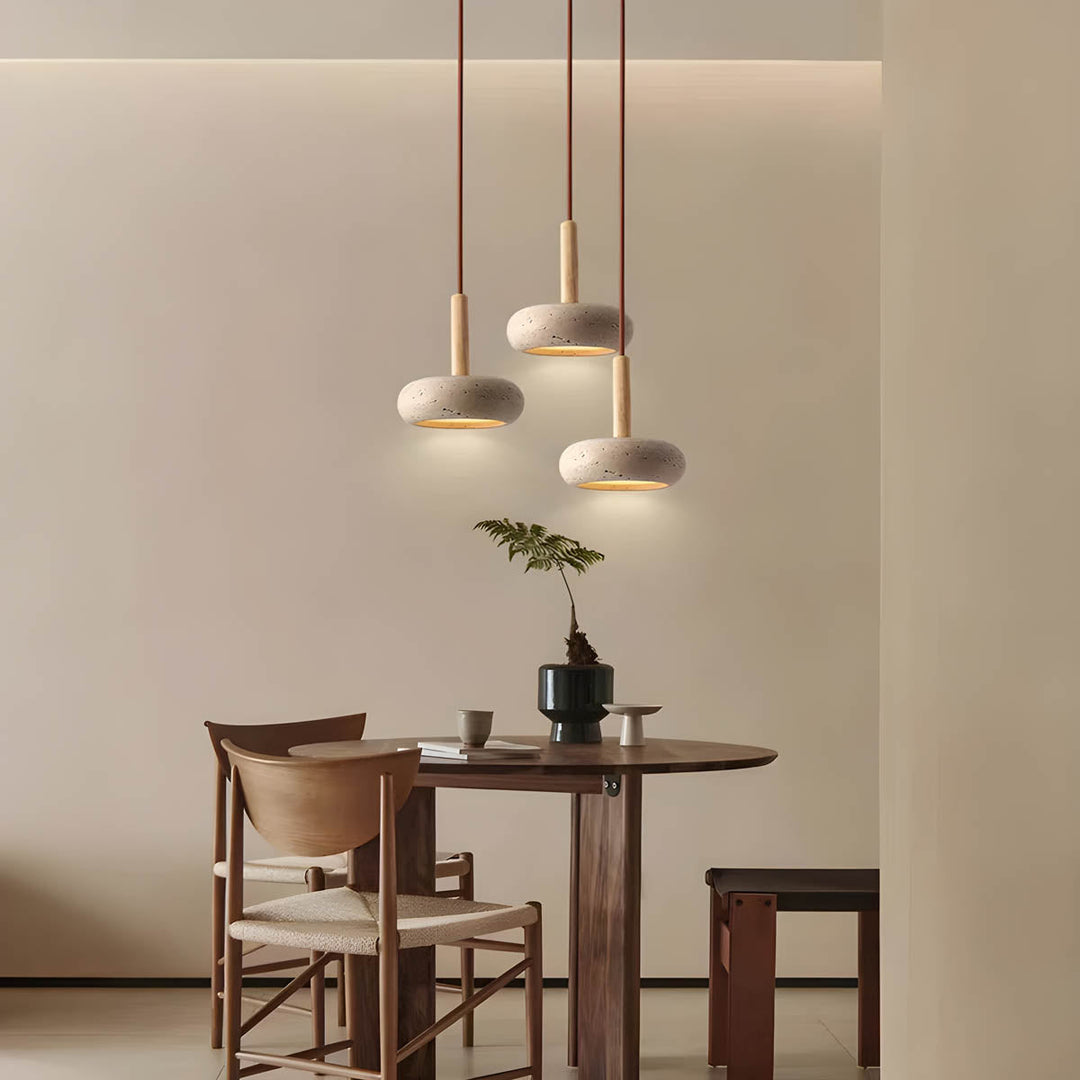 BowLift | GlowStone Ceiling Lamp - Natural Travertine LED Pendant Light
