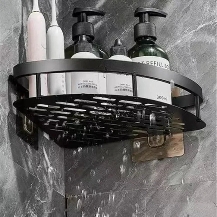 BowLift | Corner Holder Aluminum Wall Shelf – Space-saving Bathroom Organizer بدون Drilling