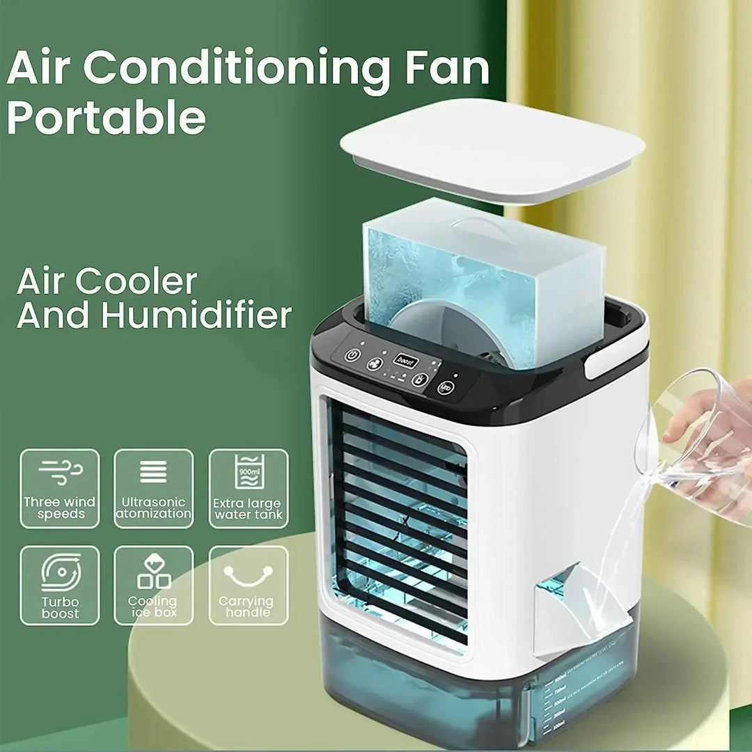 Portable Mini Air Conditioner – 3-Speed Small AC Unit with 900ML Water Tank, Electric Fan and Humidifier for Bedroom & Office | Bowlift