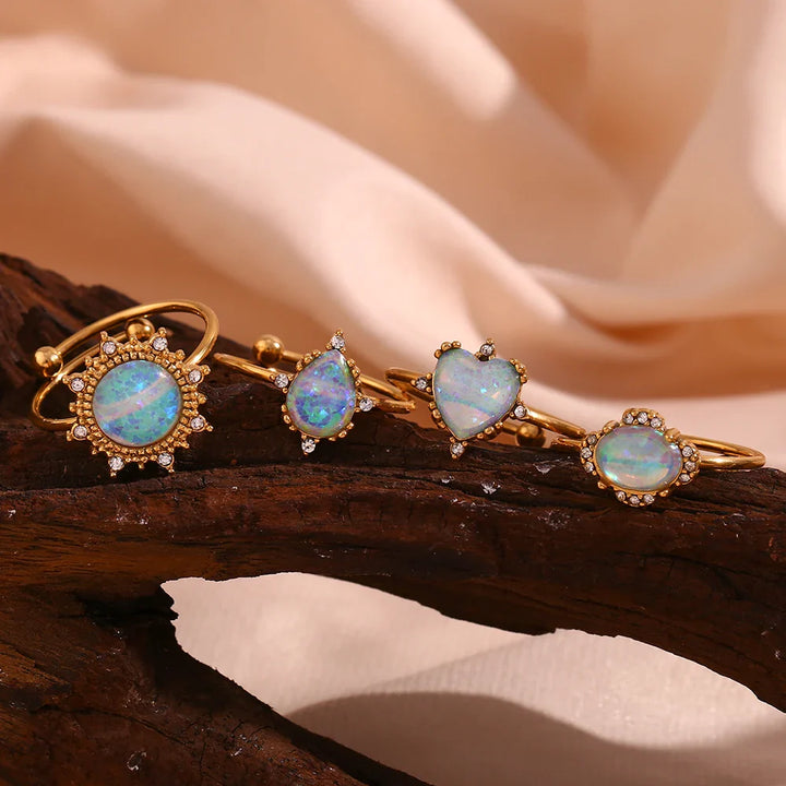 BowLift | Adjustable Diamond Accented Opal Iridescent Rings