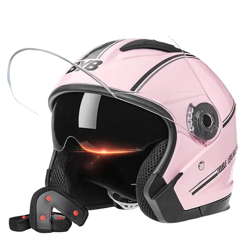 BowLift | Retro 3/4 Open-Face Motorcycle Helmet with Dual Lens – AeroRide