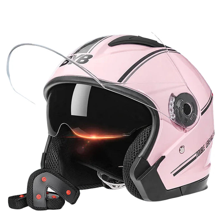BowLift | Retro 3/4 Open-Face Motorcycle Helmet with Dual Lens – AeroRide