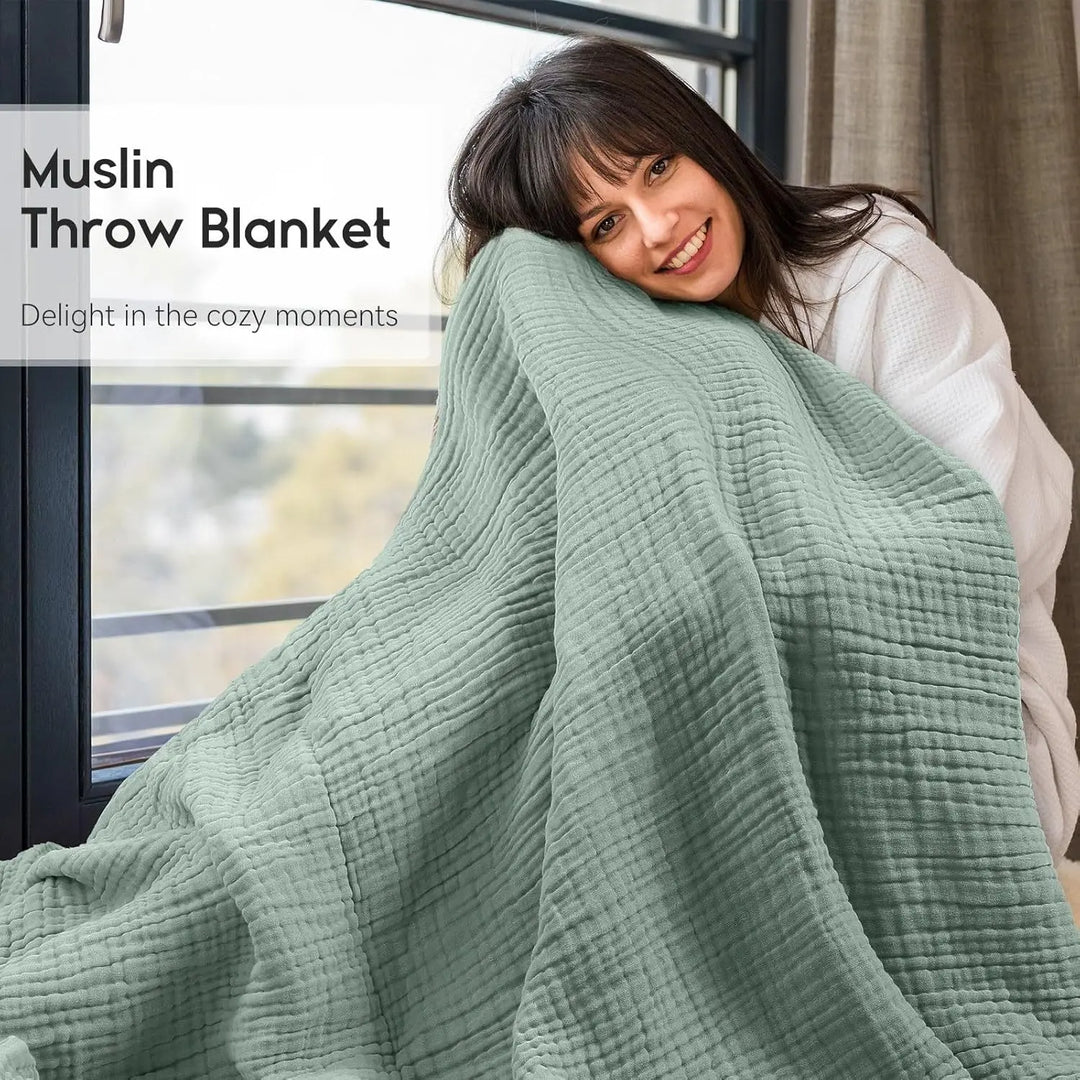 BowLift | CottonBreeze | Muslin Blanket made of 100% Cotton | 6-layer, Breathable & Lightweight | For Sofa & Bed