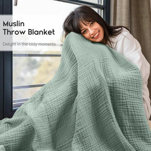 BowLift | CottonBreeze | Muslin Blanket made of 100% Cotton | 6-layer, Breathable & Lightweight | For Sofa & Bed