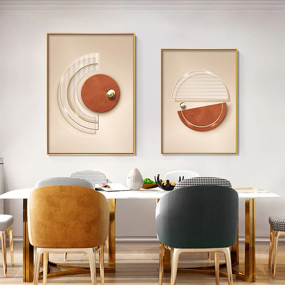 Harmonious Abstract Geometry Modern Aesthetics Wall Art Fine Art Canvas Prints Posters Pictures For Contemporary Apartment Living Room | Bowlift