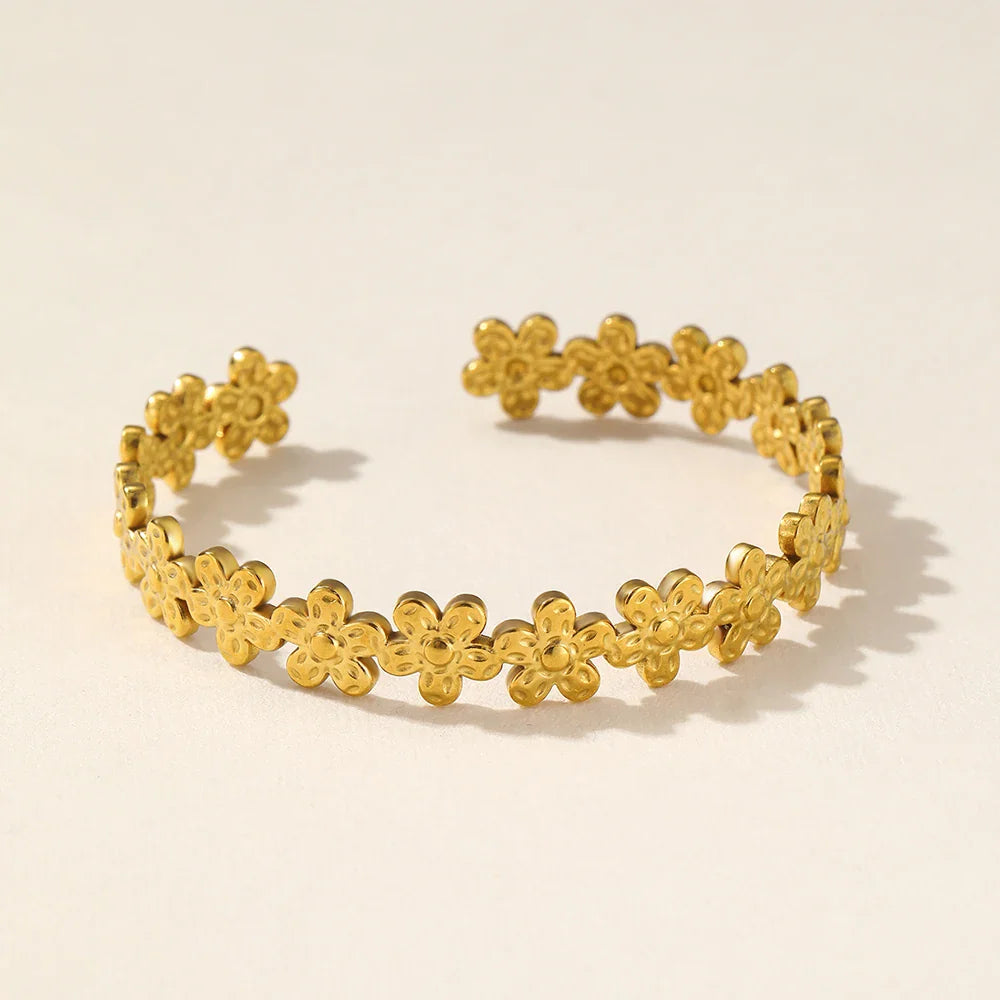 BowLift | Textured Floral Bangle Cuff Bracelet