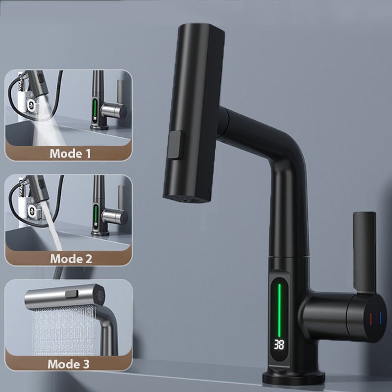 BowLift | Modern Sleek Waterfall Temperature Display Faucet