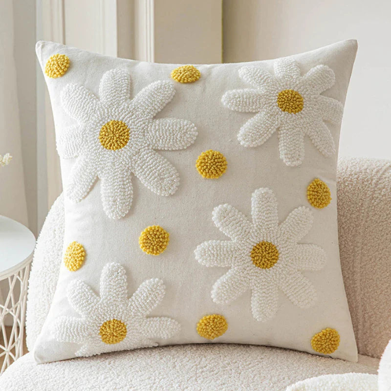 Blue & White Bunny & Flower Cushion Cover | Bowlift