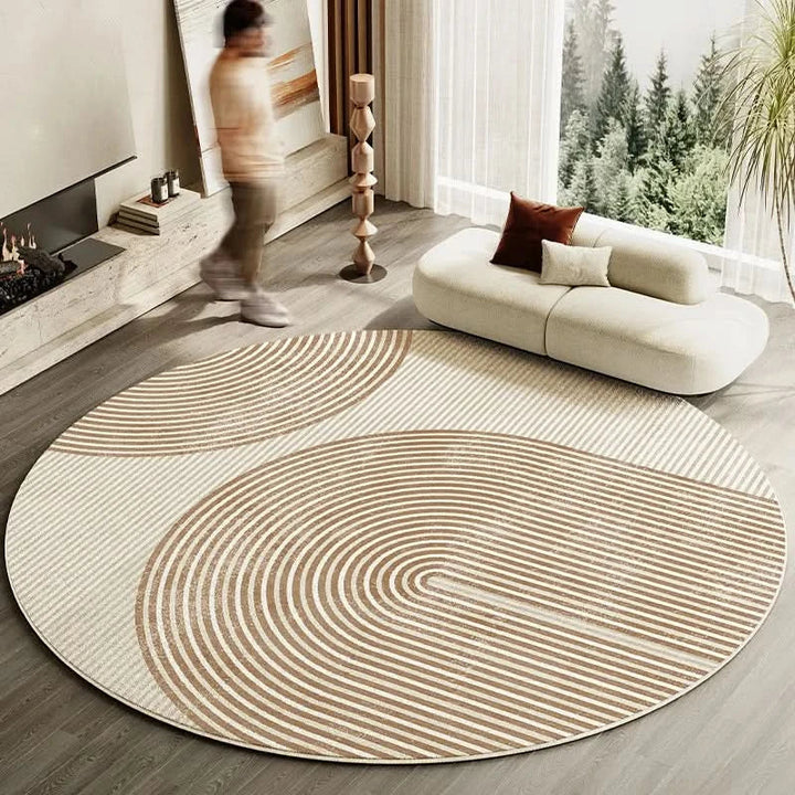 BowLift | Japanese Style Round Striped Rug Thick Washable with Non-Slip Backing
