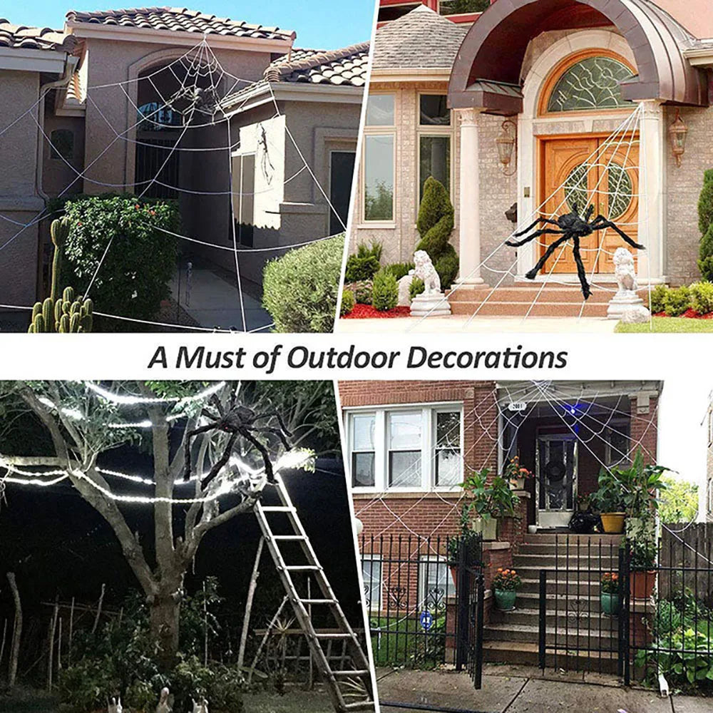 BowLift | CreepyWeb XXL Spider Web | Triangular | 5 m | Fluffy Halloween Decoration for Garden & Home
