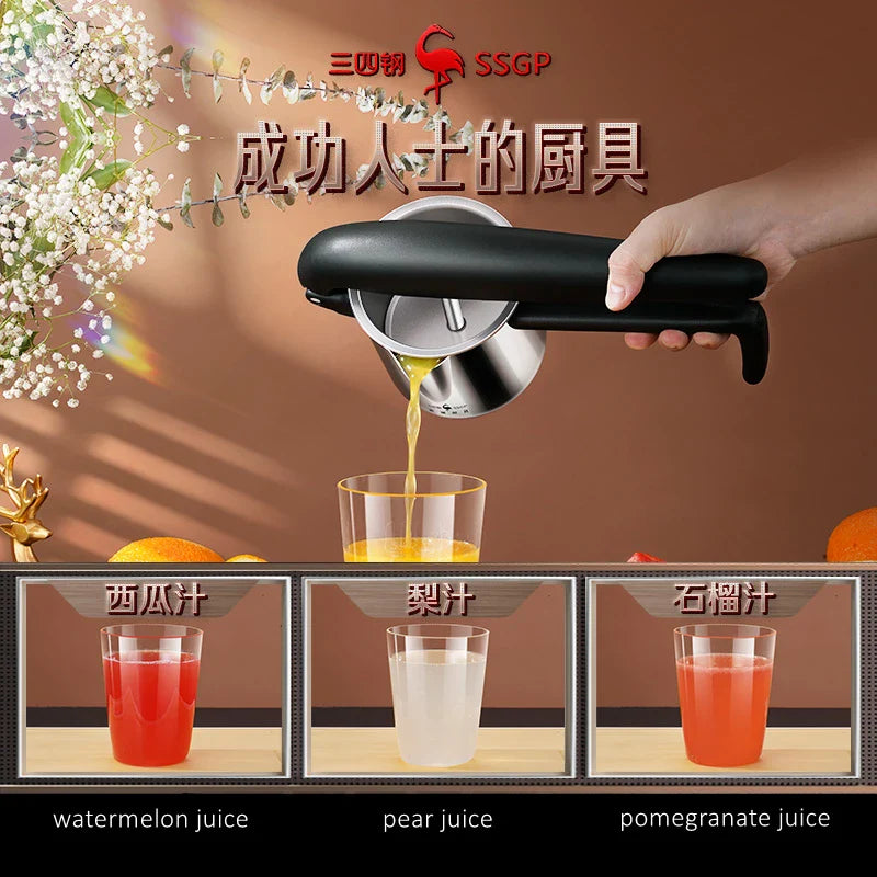 BowLift | Pressano Manual Juicer made of Stainless Steel | Patented Design | 50% Higher Juice Yield | For Citrus, Pomegranate & More