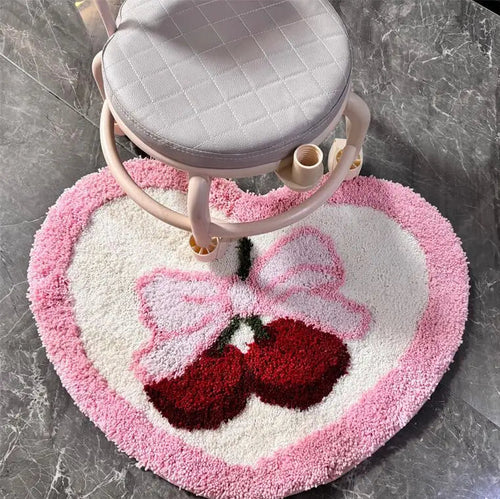 Pink Bow Heart Tufted Mat | Bowlift