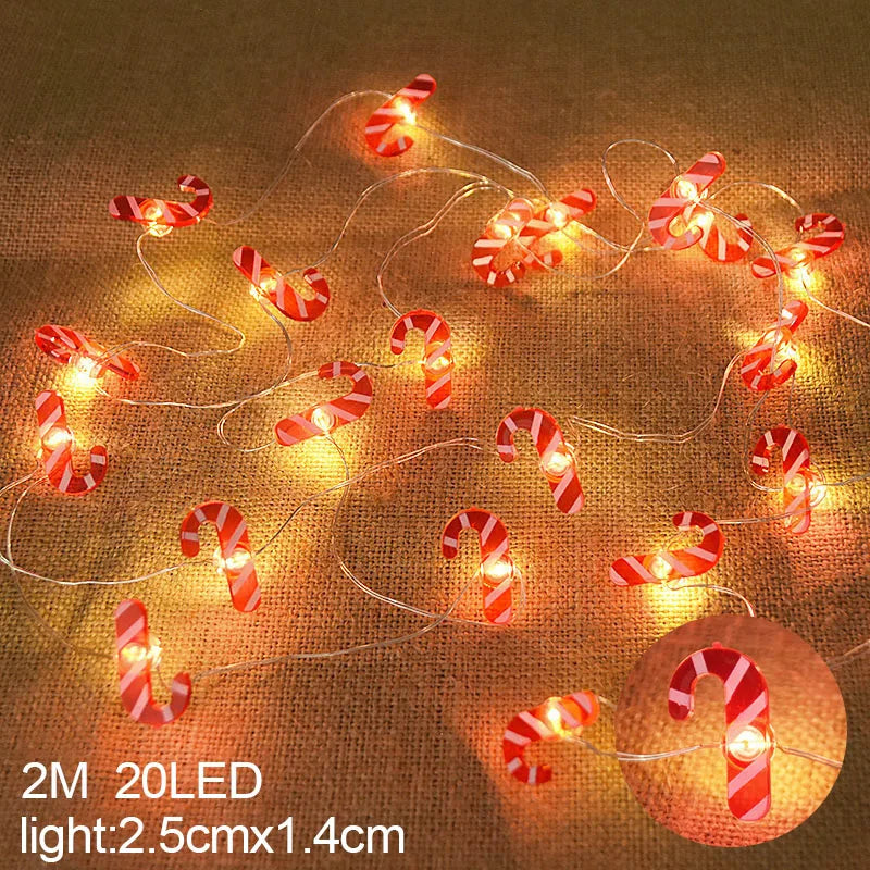 BowLift | LED String Lights Christmas | 2 m | 20 LEDs with Santa & Snowflakes | Battery Operated | Nordivelle