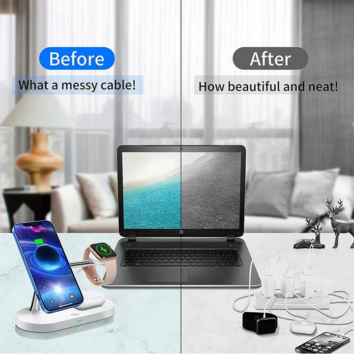 BowLift | Magnetic 3 in 1 Wireless Charging Station - Fast Charger for iPhone, Apple Watch & AirPods