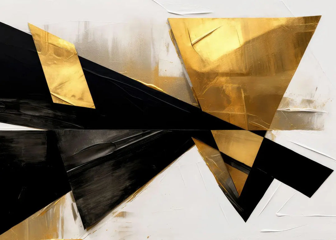 Modern Flowing Geometry Black Golden Abstract Wall Art Fine Art Canvas Prints Pictures For Living Room Dining Room Home Office Decor | Bowlift