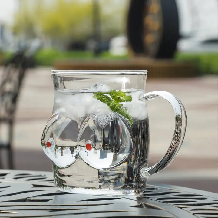 BowLift | Double-Wall Chesty Shape Glass Funny Mug