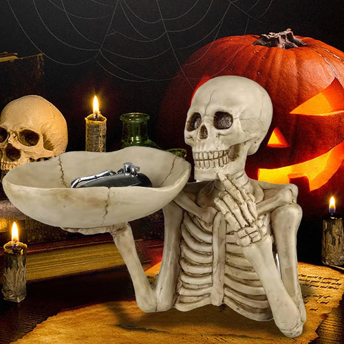 BowLift | SkullServe | Skull Decor Tray made of Resin | Gothic & Halloween Accent | Versatile Use