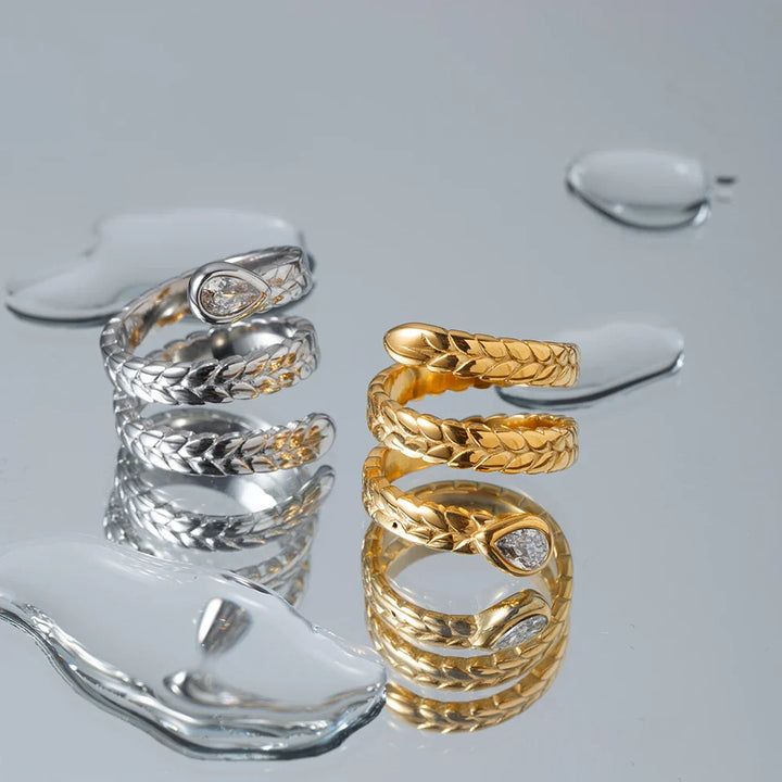 BowLift | Triple Wrap Diamond Eye Leaf Textured Ring