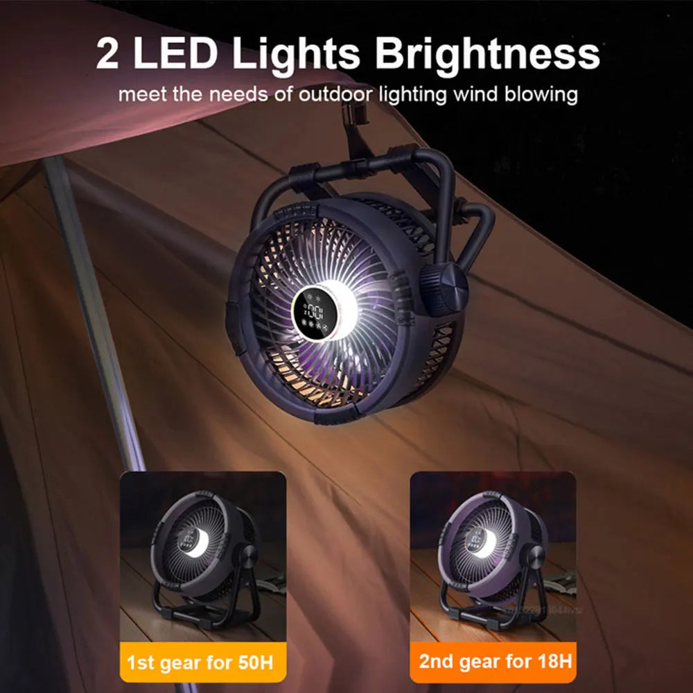 BowLift | Camping Fan with 20000mAh Battery, LED Light & Remote Control – WindMate