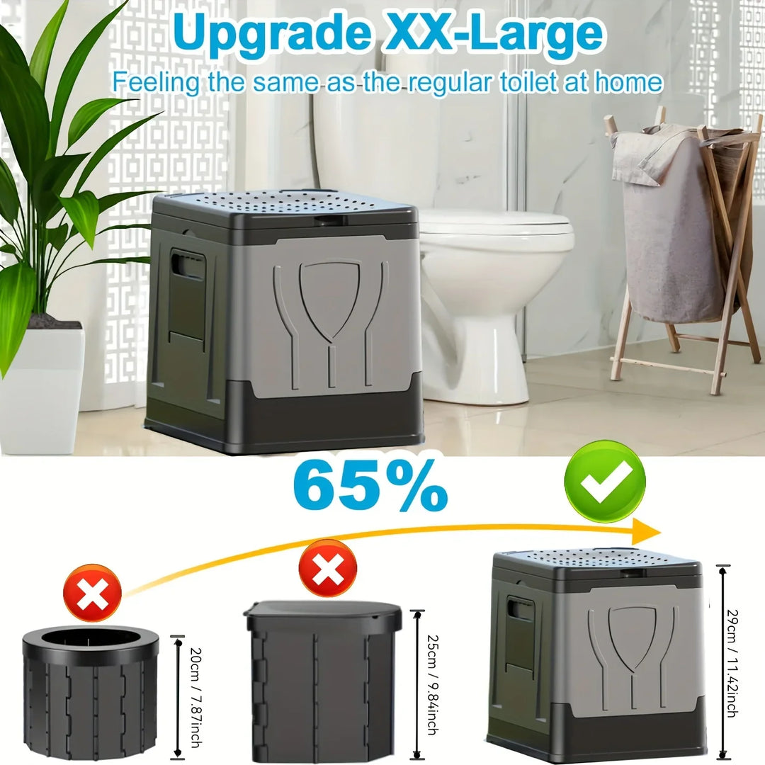 BowLift | Foldable Camping Toilet Camploo XL | Portable with Lid | Extra Large & Sturdy | For Outdoor, Travel & Boat
