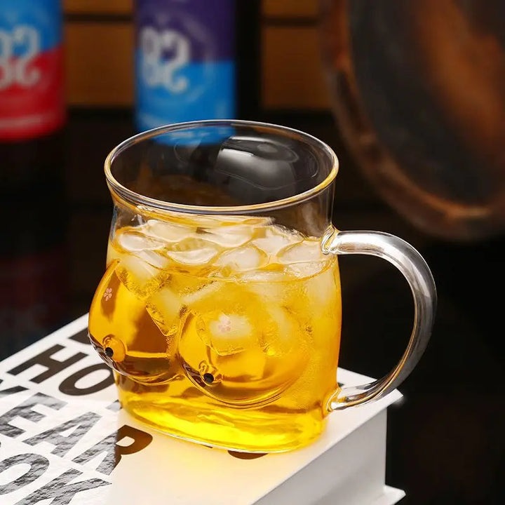 BowLift | Double-Wall Chesty Shape Glass Funny Mug