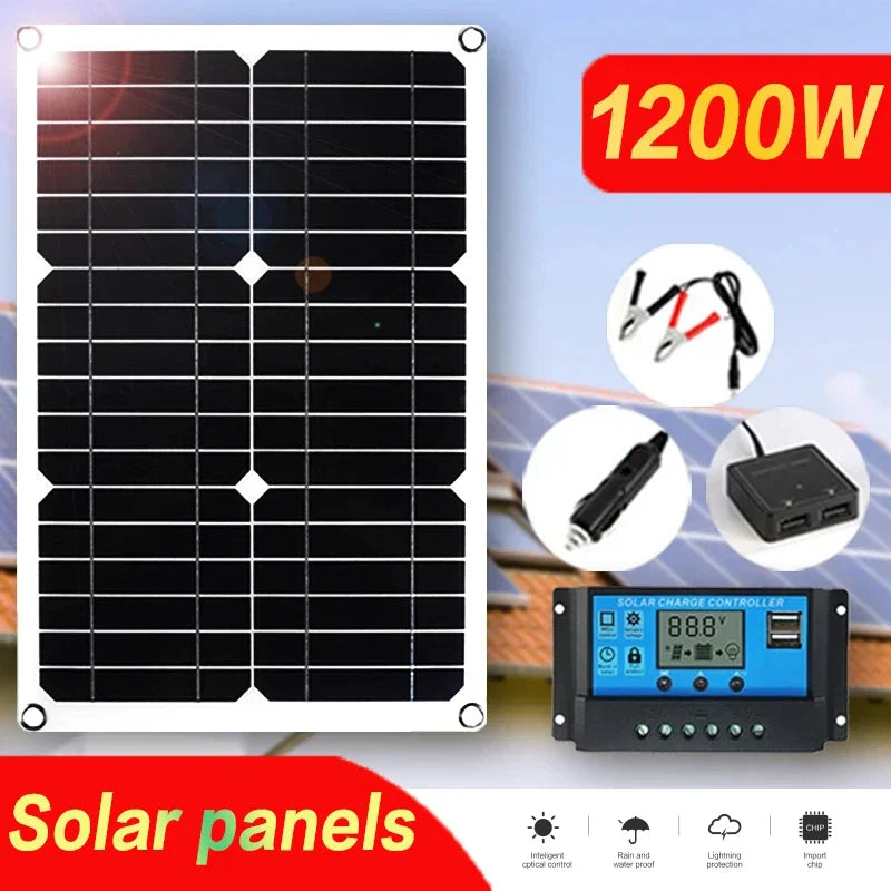 BowLift | SolaVibe Solar Panel 1200W | Flexible 12V Charging Panel | 2x USB & 100A Charge Controller | Outdoor Camping
