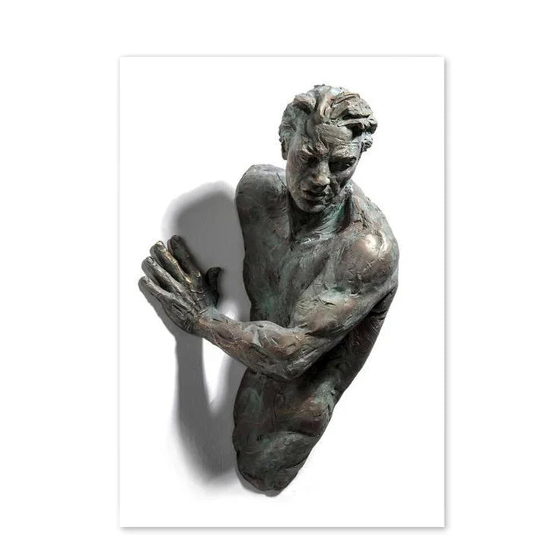 Modern Urban Abstract Iron Statue Wall Art Fine Art Canvas Prints 3d Visualization Figure Art Pictures For Minimalist Apartment Wall Decor | Bowlift