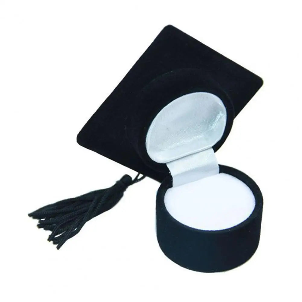 BowLift | Graduation Cap Shaped Flannel Jewelry Ring Storage Box