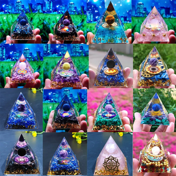 BowLift | Orgonite Pyramid with Amethyst Pendulum – Energy, Protection and Decoration