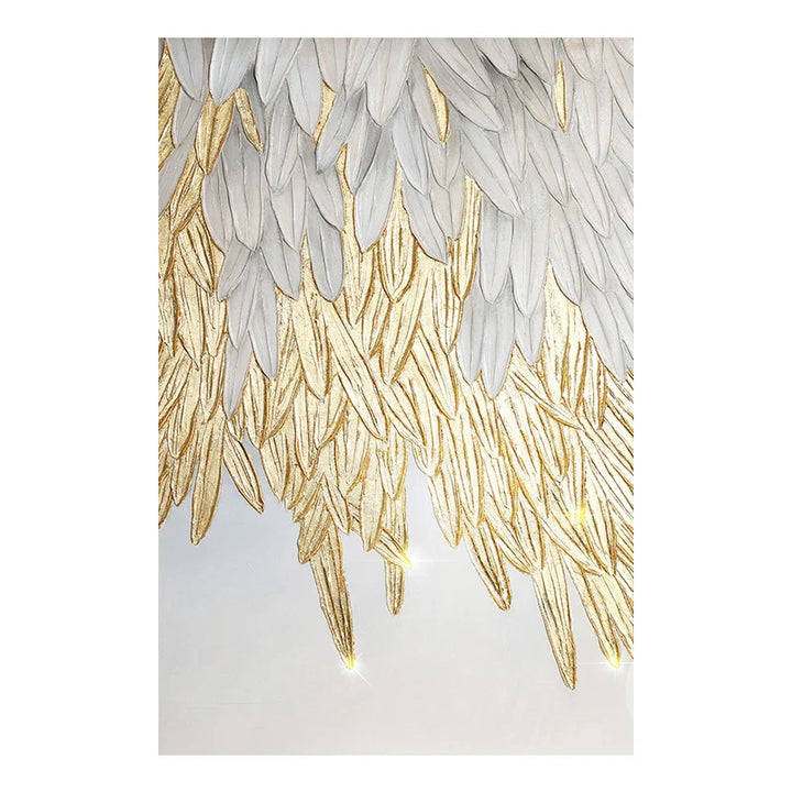 Modern Abstract Golden Feather Design Wall Art Fine Art Canvas Prints Picture For Luxury Living Room Bedroom Entranceway Foyer Art Decor | Bowlift