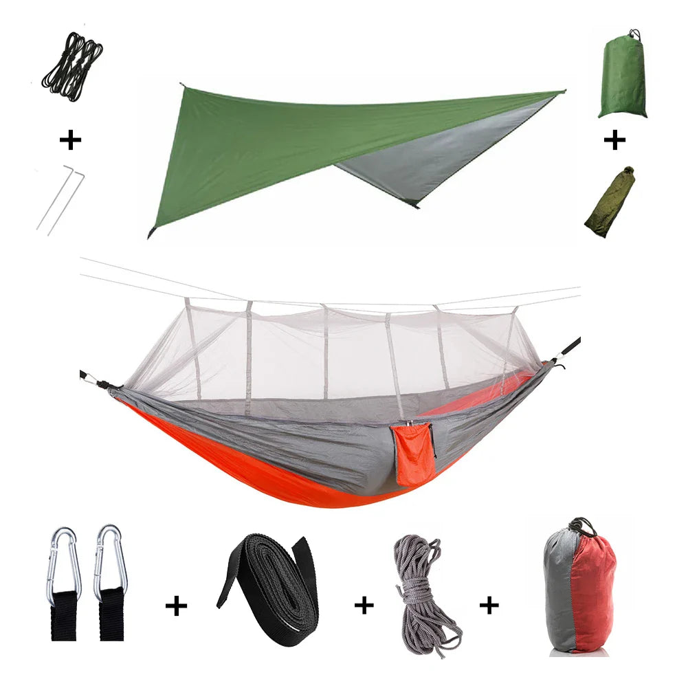 BowLift | Trek Viva Camping Hammock | Integrated Mosquito Net & Rain Cover | Ultralight & Tear Resistant | 3-in-1 Outdoor Solution