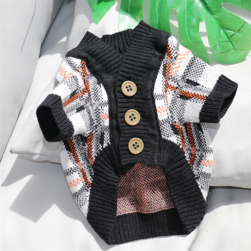 Dog cardigan made of knit warm and striped Bowlift