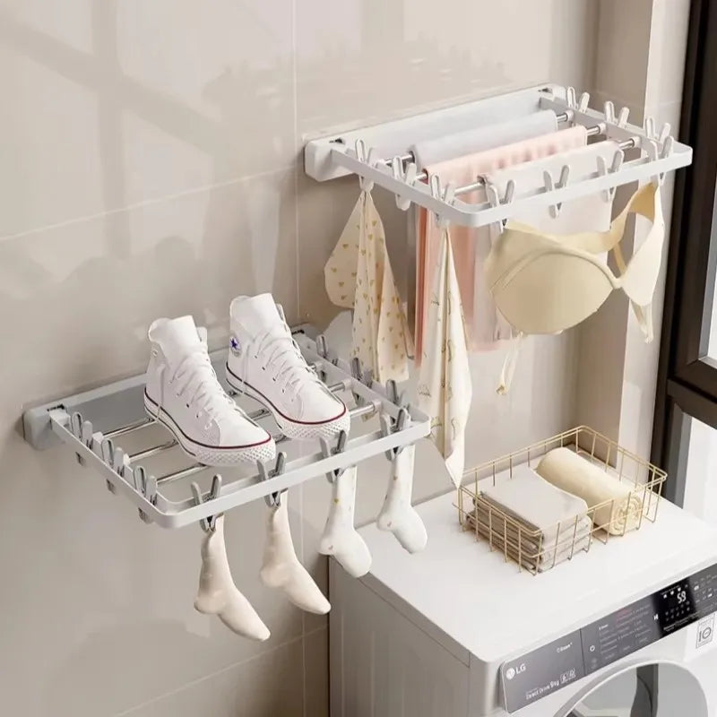 BowLift | Wall-Mounted Folding Dryer AeroFold | Space-Saving Clothes Dryer & Towel Holder | Windproof & Load-Bearing | Foldable