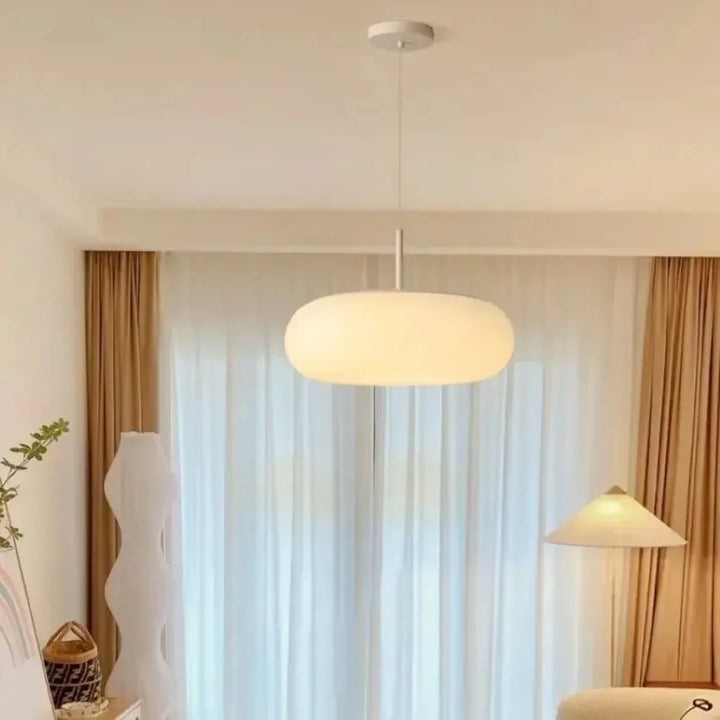 BowLift | Modern Cream Pendant Lamp in Simple Chandelier Style with Warm LED Lighting