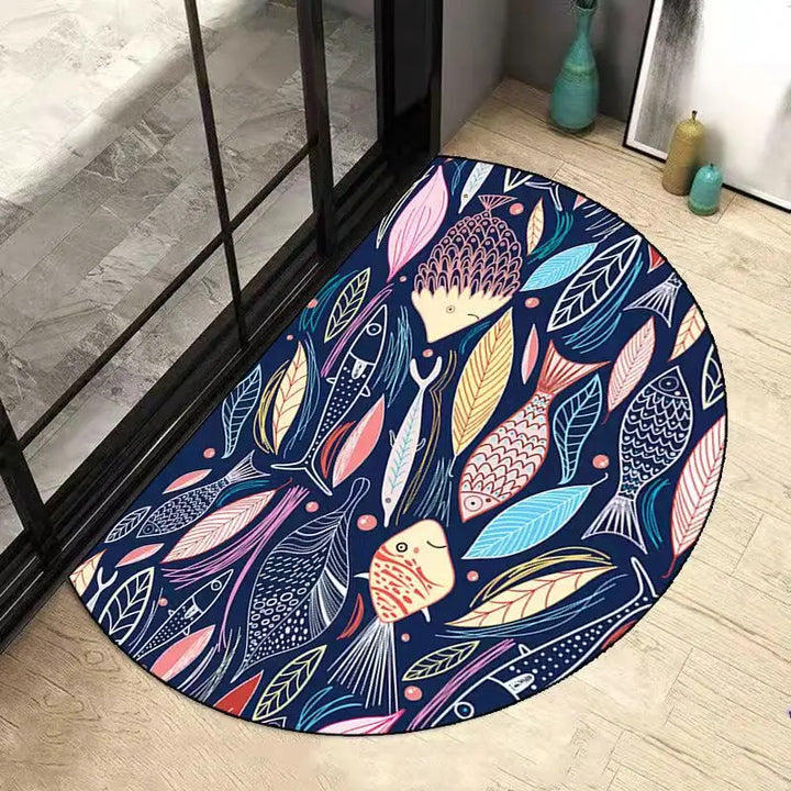 BowLift | AquaSoft Super Absorbent Bath Mat – Non-Slip Half-Round Bathroom Mat for Maximum Comfort