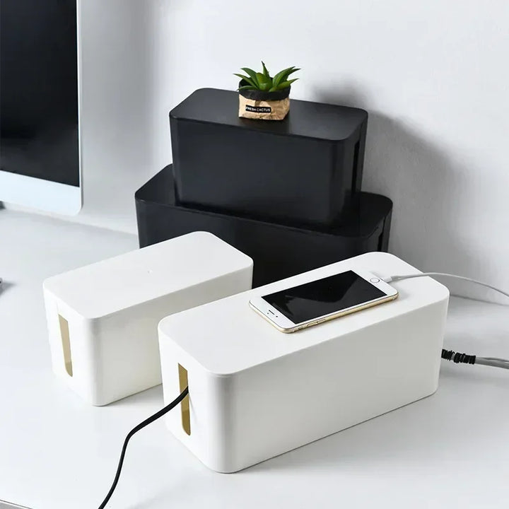 BowLift | Kabelux Cable Box with Lid | 32×13×12 cm | Socket & Charging Cable Organizer | Dust Protection for Power Supplies & Routers