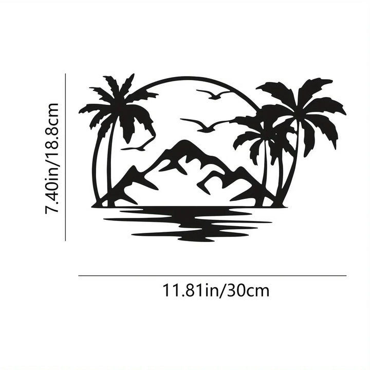 Tropical Palm Tree Island Metal Plaque Wall Decoration For Living Room Dining Room Creative Home Decor | Bowlift
