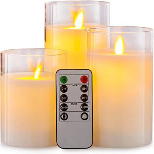 BowLift | Lumièrea | LED Candle Set with Glass | Flickering & Remote Control | Timer | Wedding & Christmas