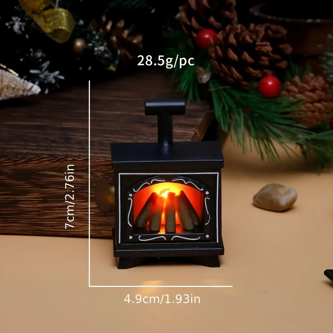 BowLift | Minoria Dollhouse Fireplace Miniature | With Light Effect | 1:12 Scale | Christmas & Home Decor | 7 × 4.9 cm