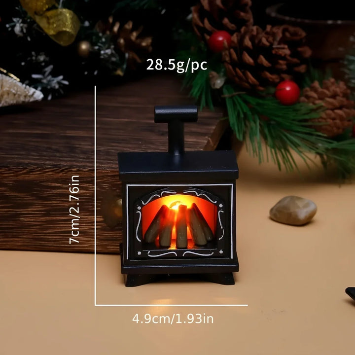 BowLift | Minoria Dollhouse Fireplace Miniature | With Light Effect | 1:12 Scale | Christmas & Home Decor | 7 × 4.9 cm