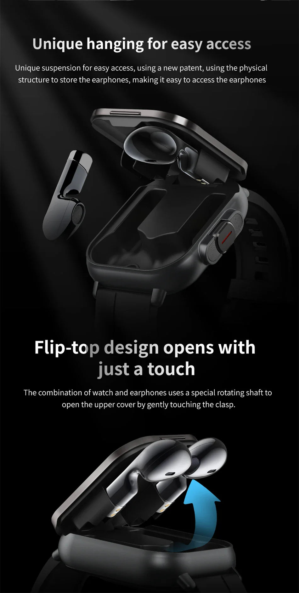 BowLift | 2 in 1 Smartwatch With Earbuds