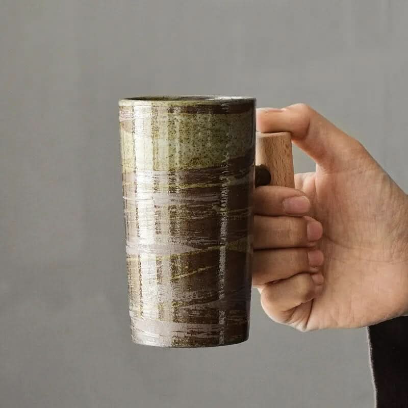 BowLift | BREWCRAFT MUG – Handmade ceramic mug with wooden handle for stylish coffee enjoyment