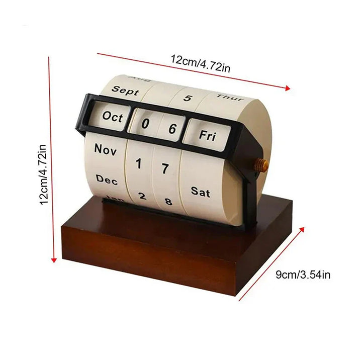 Mid-Century Rotating Wooden Perpetual Desk Calendar | Bowlift