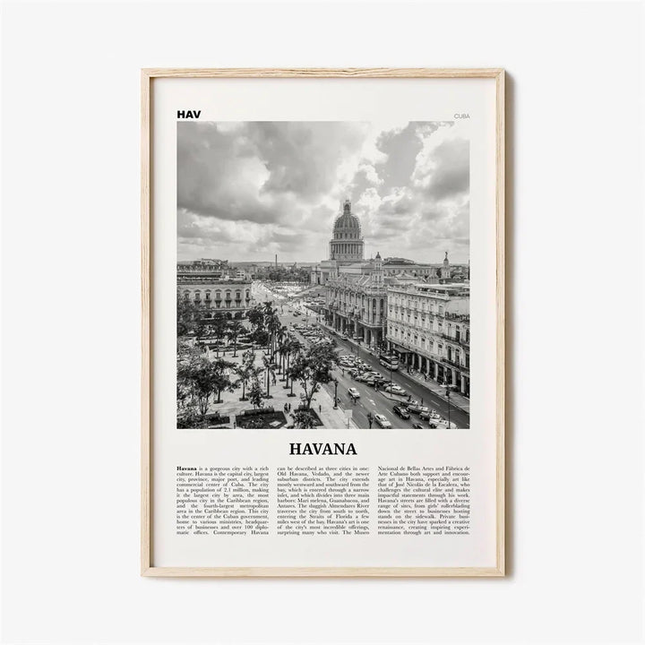 Cuba Havana Black & White Travel Poster Wall Art Fine Art Canvas Prints Pictures For Living Room Dining Room | Bowlift