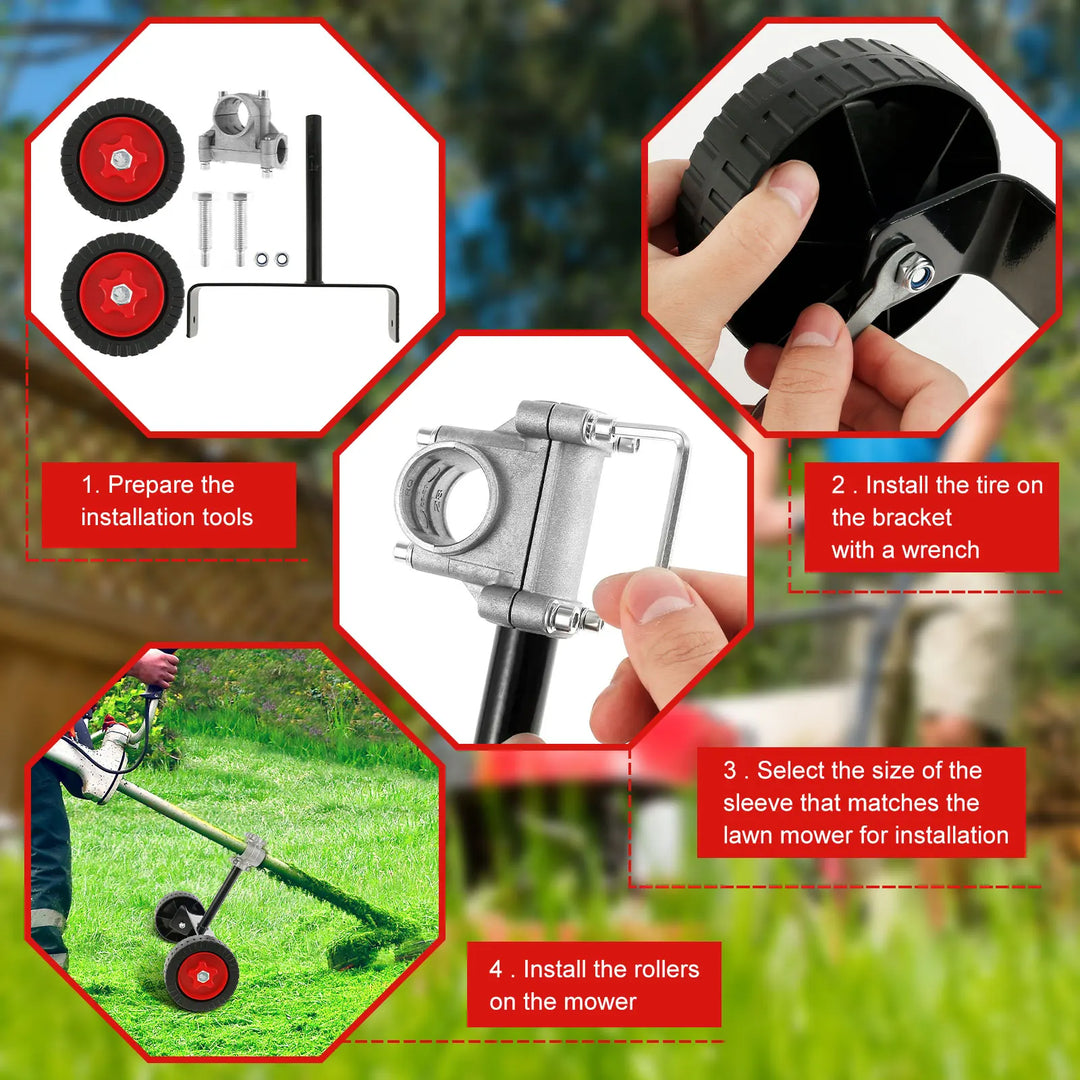 BowLift | Universal Support Wheel TRIMNOVA EasyRoll | Height Adjustable | Back & Arm Friendly | For Lawnmowers & Brush Cutters