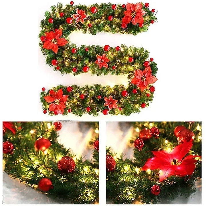 BowLift | LED Christmas Rattan Garland for Stairs and Fireplace